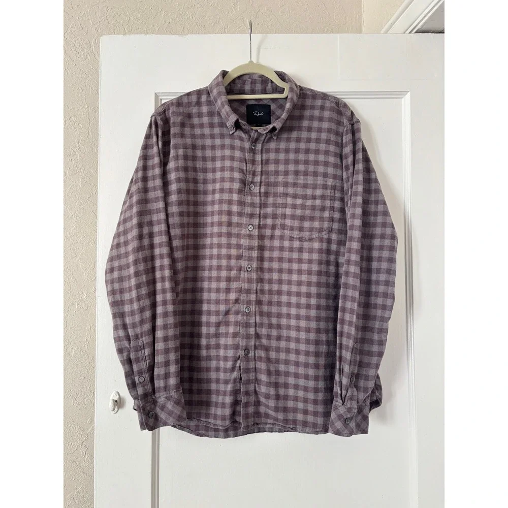 Rails Reid Button Down Shirt Mens Lg Lava Sage Gingham Plaid Flannel RM-146-947B